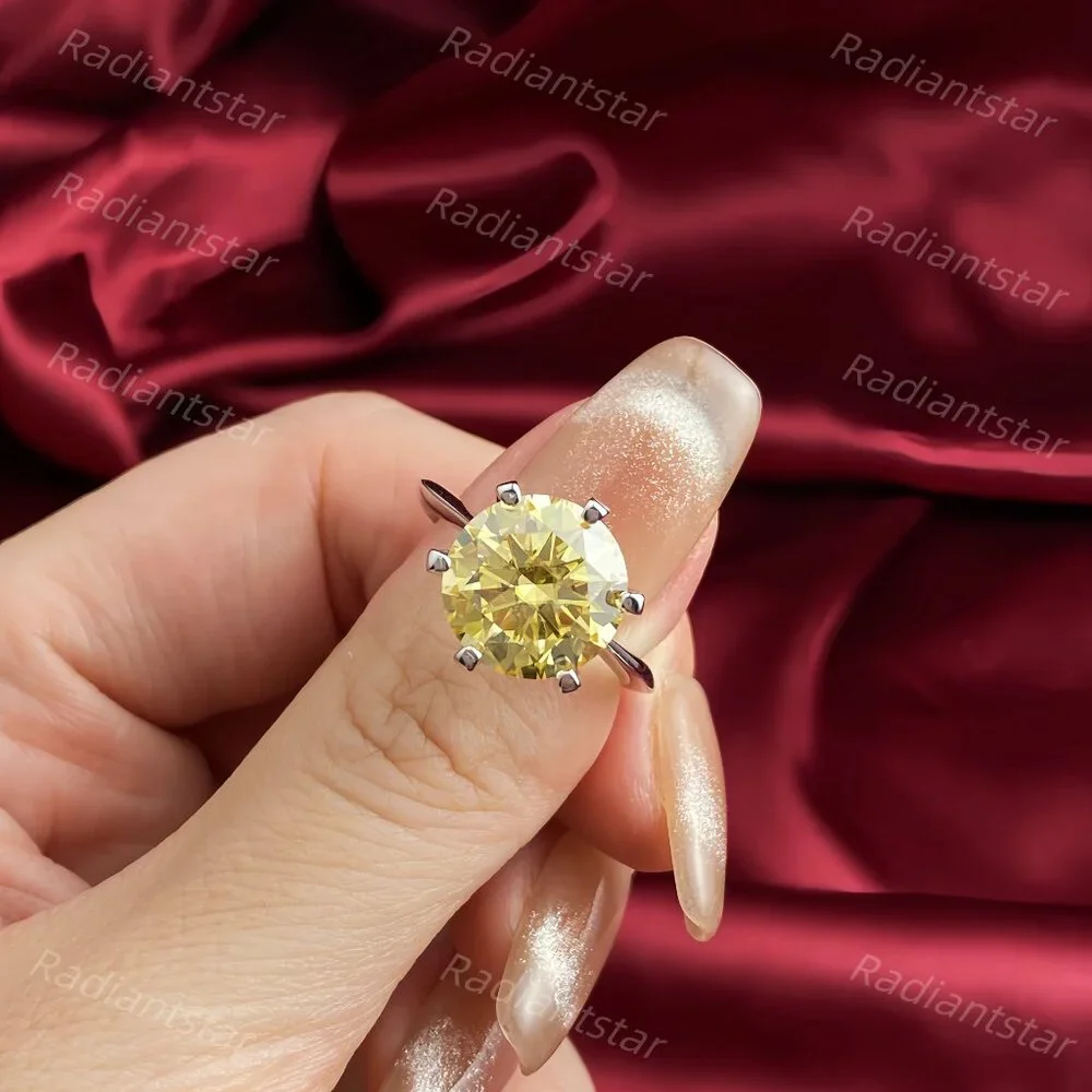 NEW Certified 5 ct. t.w. Lemon Yellow Moissanite Solitaire 6 Prong Ring